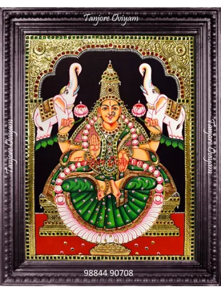 Gajalakshmi Lotus Tanjore Painting